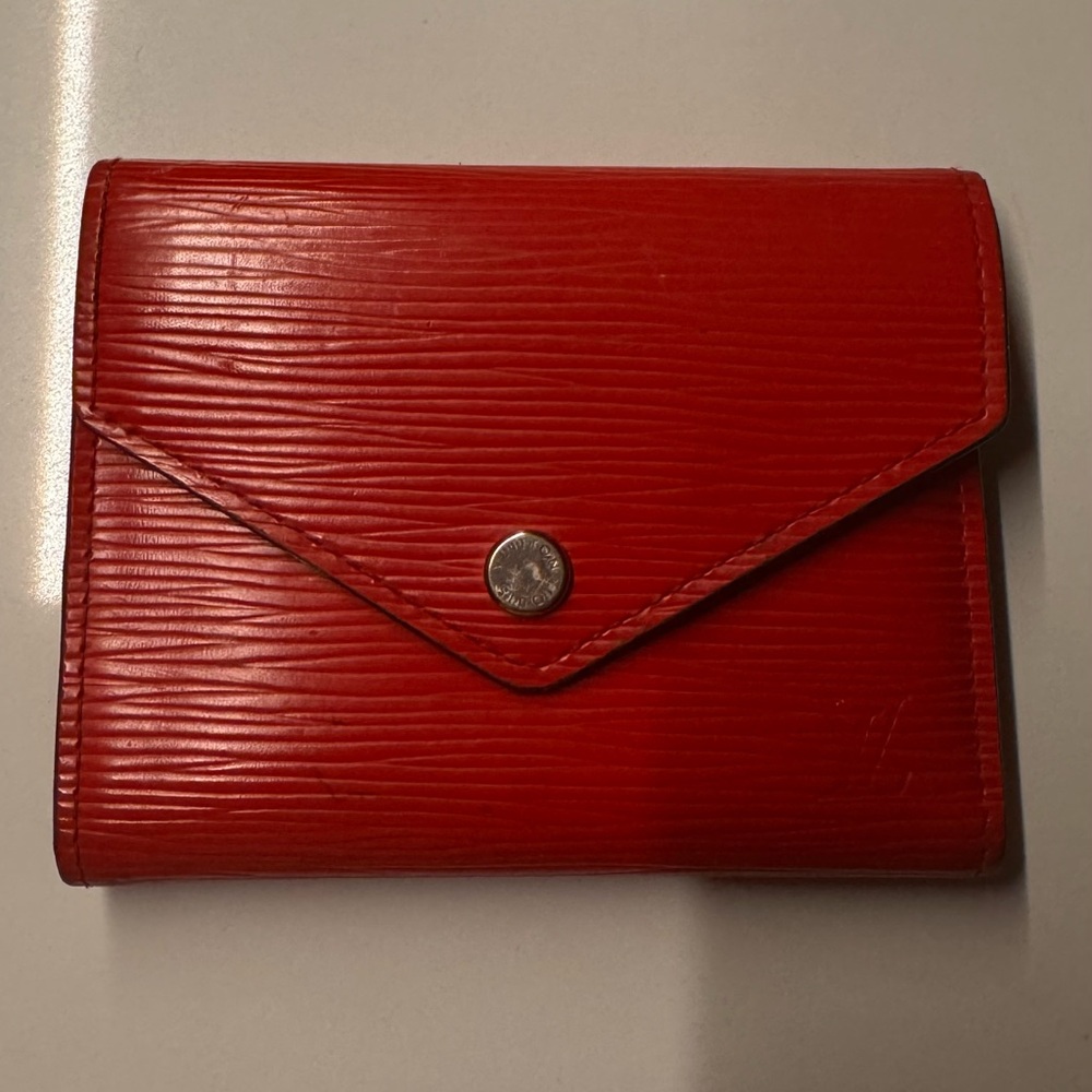 Louis Vuitton Red Epi Leather Wallet with Gold Hardware